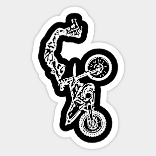 Motocross Jumping Freestyle White Sketch Art Sticker